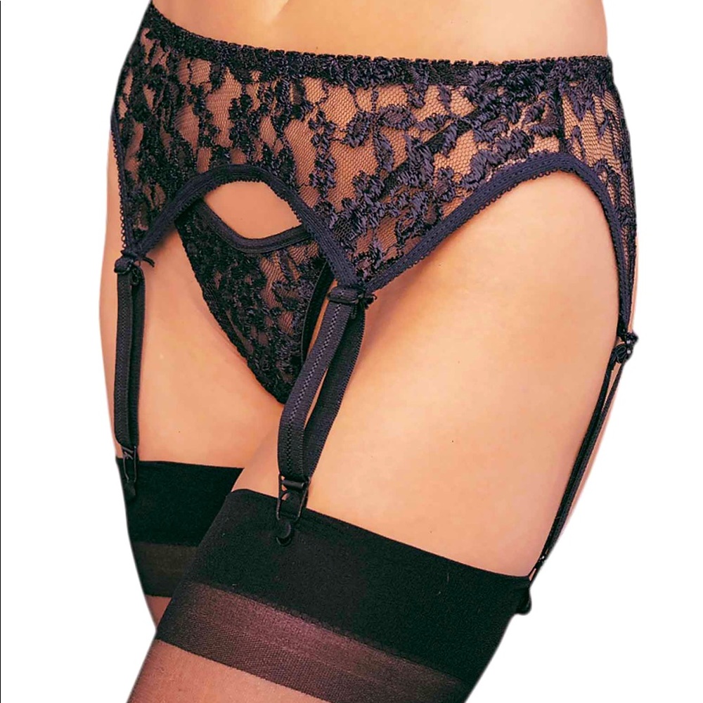 PLUS 2 PC Lace Garter Belt & Thing Set